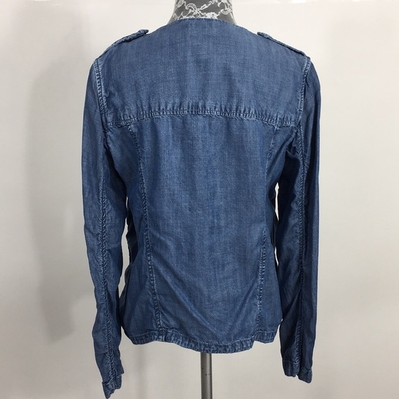 Gap Blue Chambray Zip Lightweight Jacket‎ Top - Picture 3 of 10